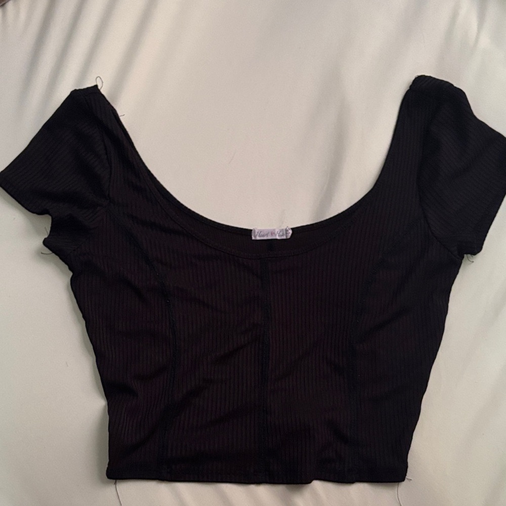 Heart Hips Black Ribbed Crop Top